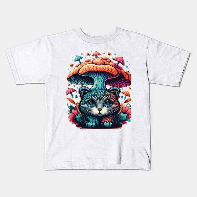 Show Your Style with Cats and Mushroom Kids T-Shirt by kanisky